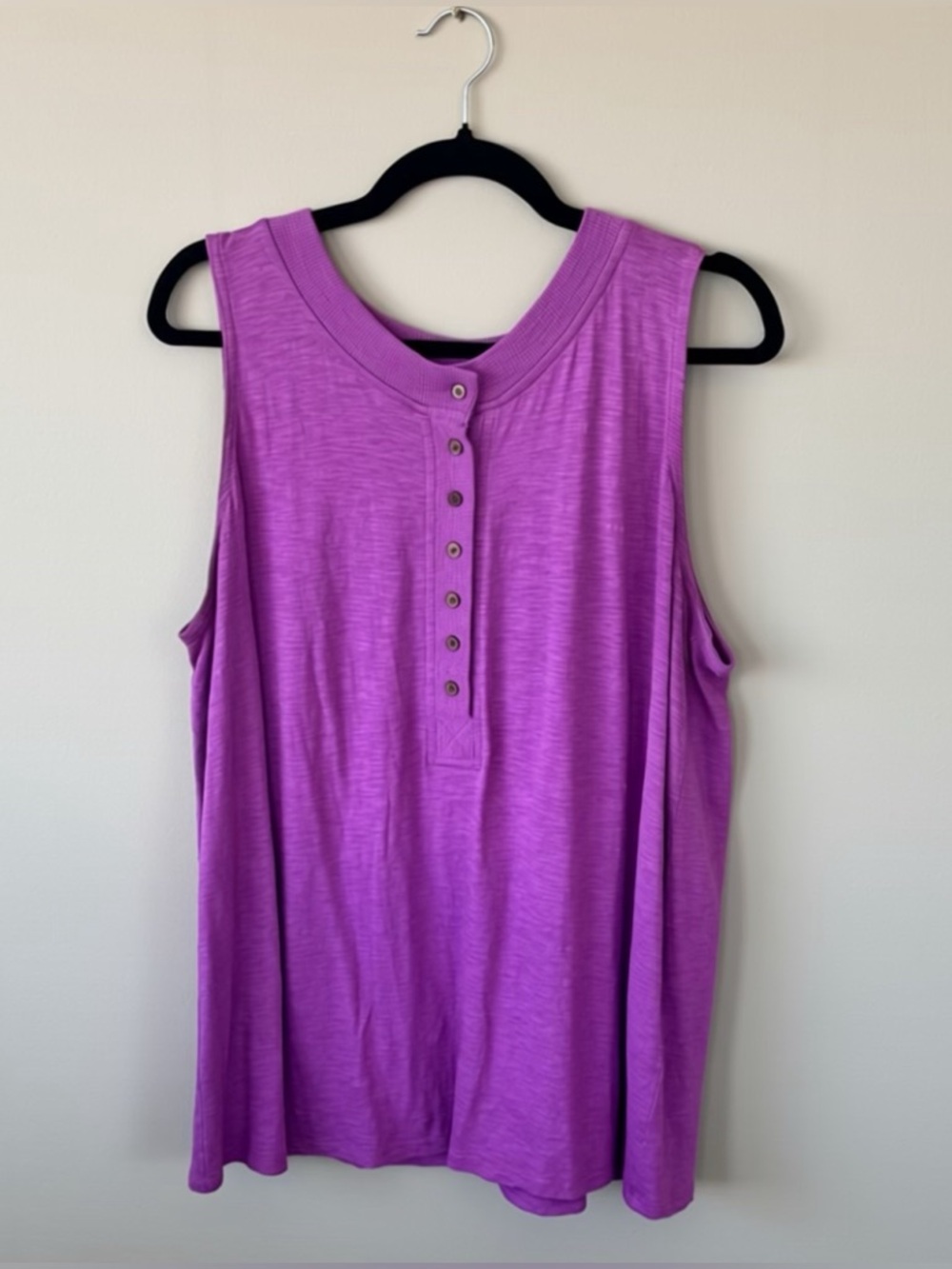 J. Jill Purple Sleeveless Henley Tank Top Size L Flowy Cotton Modal